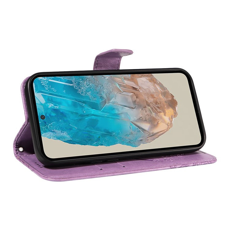 For Samsung Galaxy M35 5G Case Butterfly Design Flip Leather Phone Cover - Light Purple