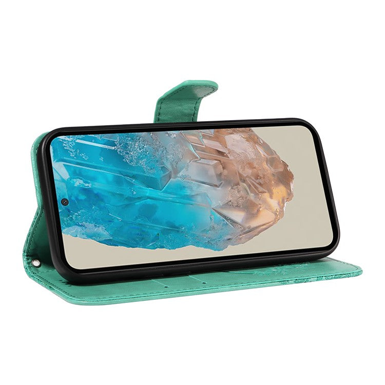 For Samsung Galaxy M35 5G Case Butterfly Design Flip Leather Phone Cover - Green