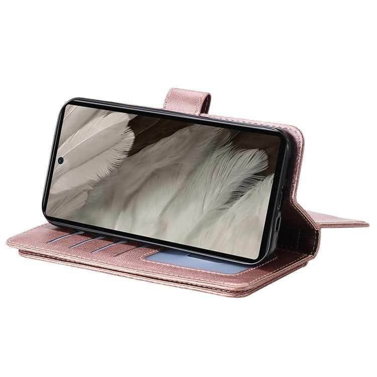 KT Multi-Functional Series-1 For Google Pixel 7a Case 10 Card Holder Leather Phone Cover Stand Function - Rose Gold