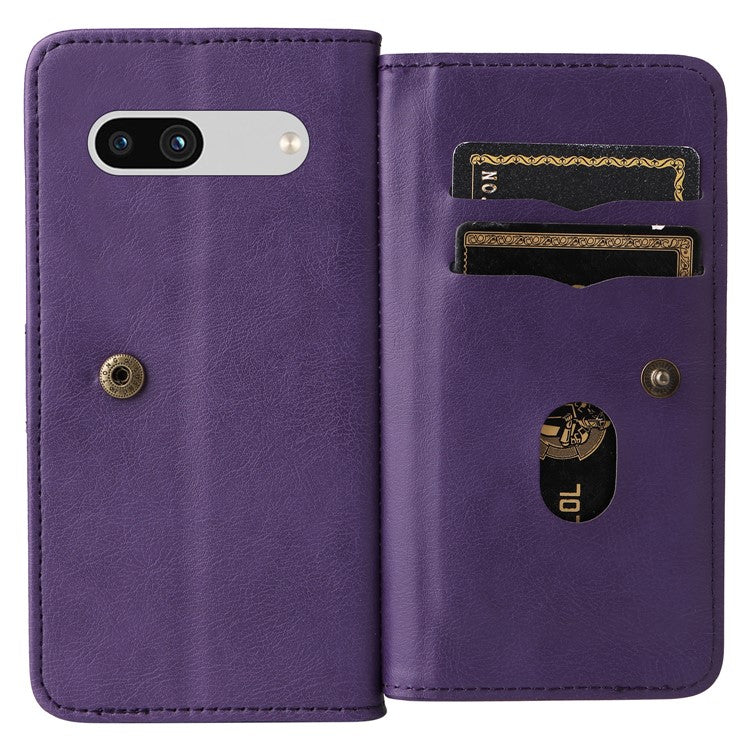 KT Multi-Functional Series-1 For Google Pixel 7a Case 10 Card Holder Leather Phone Cover Stand Function - Purple