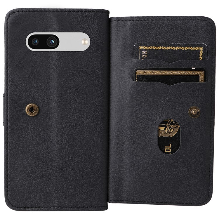 KT Multi-Functional Series-1 For Google Pixel 7a Case 10 Card Holder Leather Phone Cover Stand Function - Black