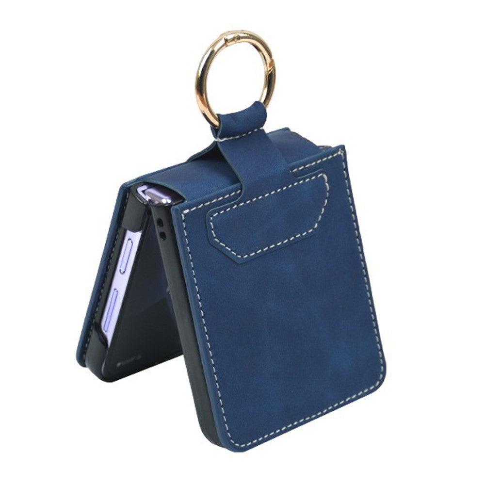 For Samsung Galaxy Z Flip7 FE 5G / Z Flip6 5G Case Ring Holder Kickstand Leather + PC Phone Cover - Brown