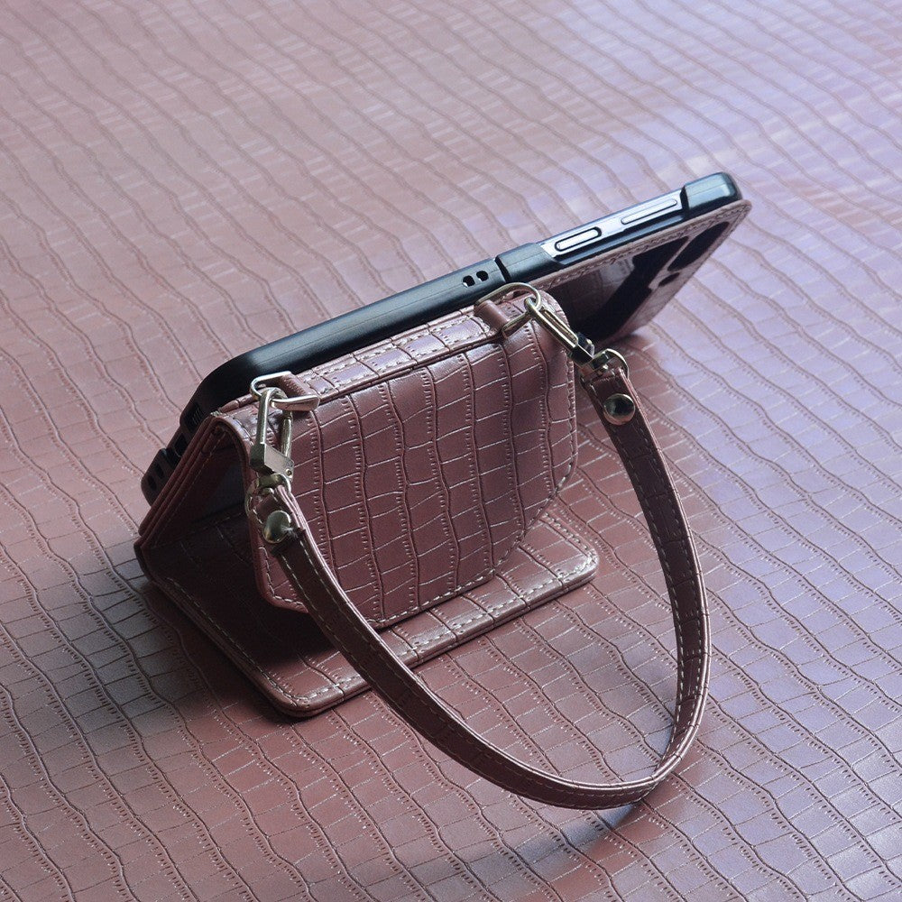 For Samsung Galaxy Z Flip7 FE 5G / Z Flip6 5G Case Handbag Style Kickstand Card Slot Leather+PC Cover - Pink