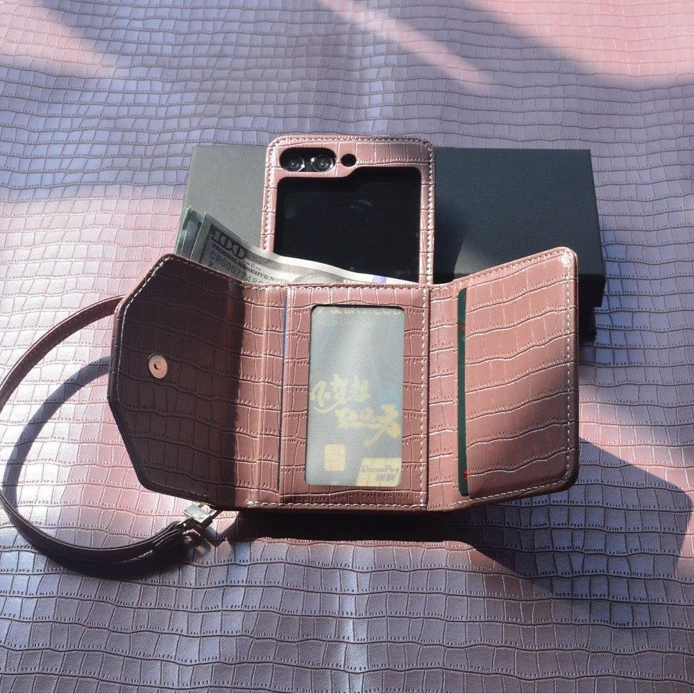 For Samsung Galaxy Z Flip7 FE 5G / Z Flip6 5G Case Handbag Style Kickstand Card Slot Leather+PC Cover - Pink