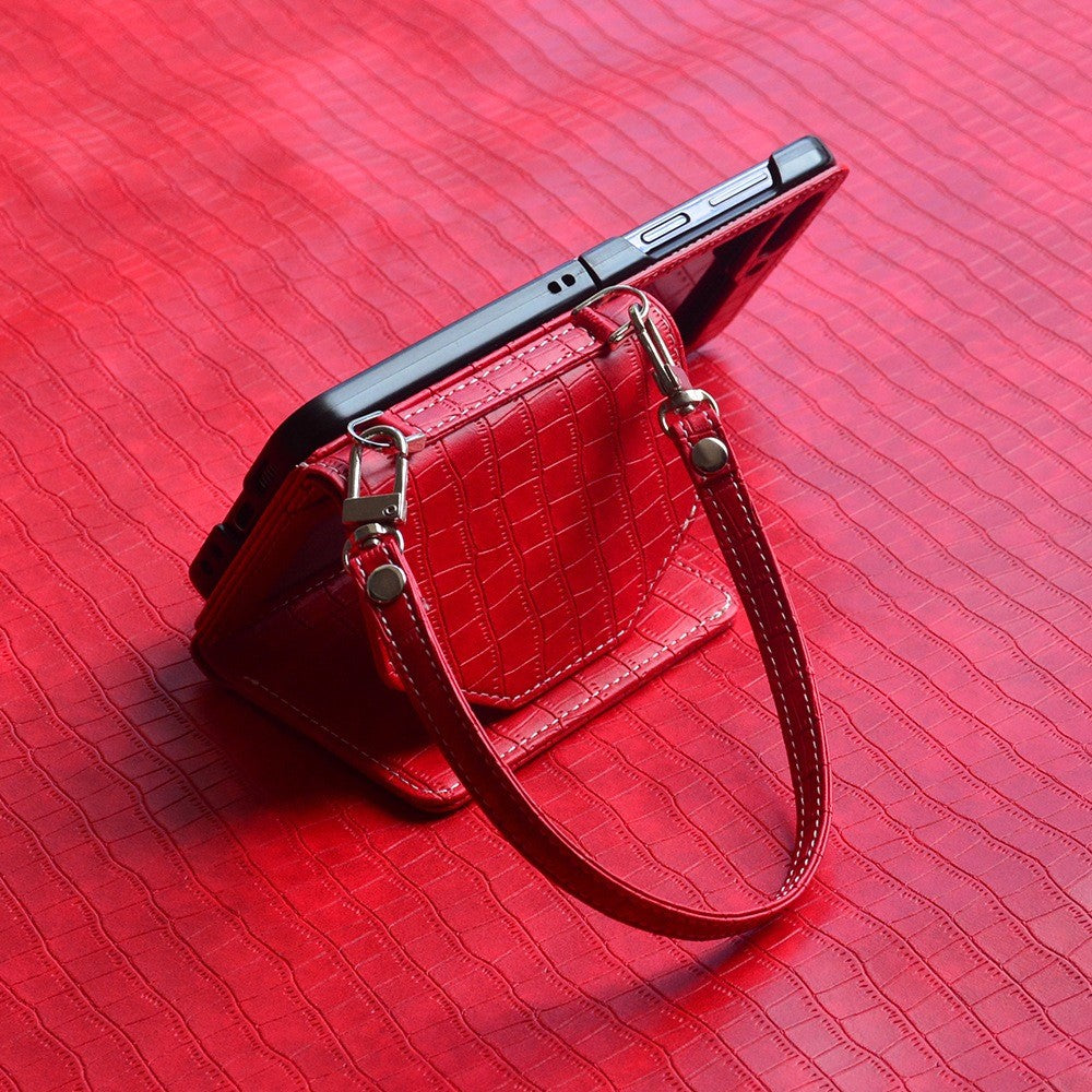 For Samsung Galaxy Z Flip7 FE 5G / Z Flip6 5G Case Handbag Style Kickstand Card Slot Leather+PC Cover - Red