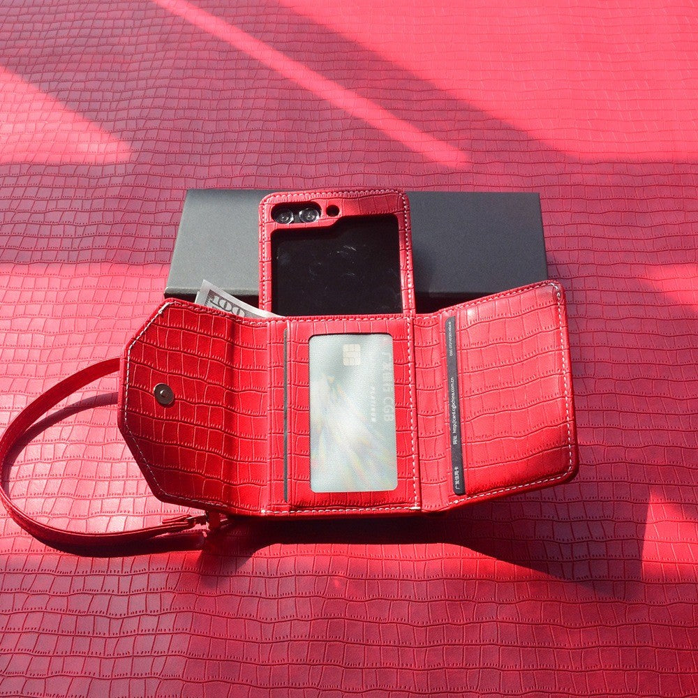 For Samsung Galaxy Z Flip7 FE 5G / Z Flip6 5G Case Handbag Style Kickstand Card Slot Leather+PC Cover - Red