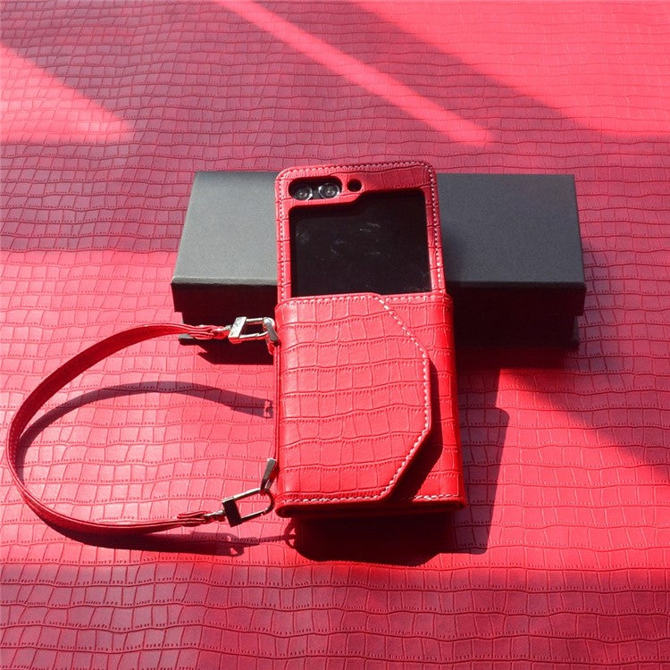 For Samsung Galaxy Z Flip6 5G Case Handbag Style Kickstand Card Slot Leather+PC Cover - Red