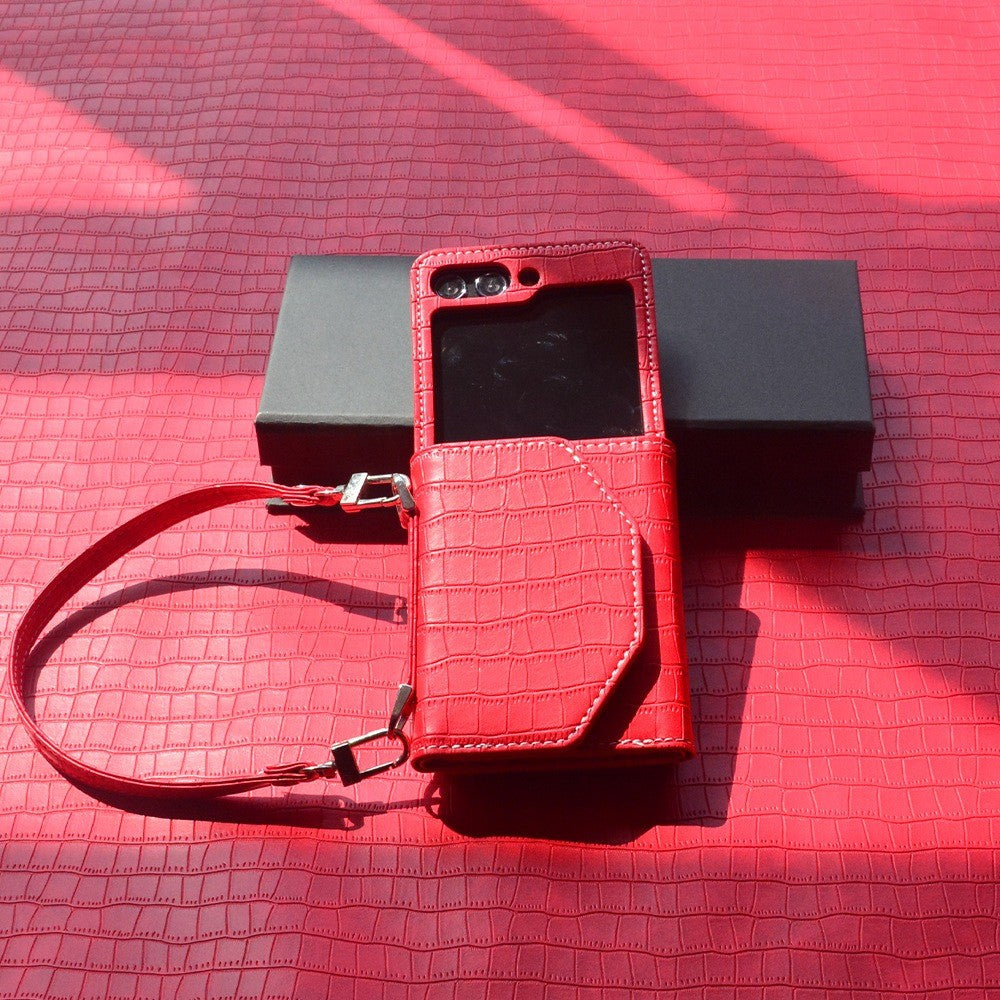 For Samsung Galaxy Z Flip7 FE 5G / Z Flip6 5G Case Handbag Style Kickstand Card Slot Leather+PC Cover - Red