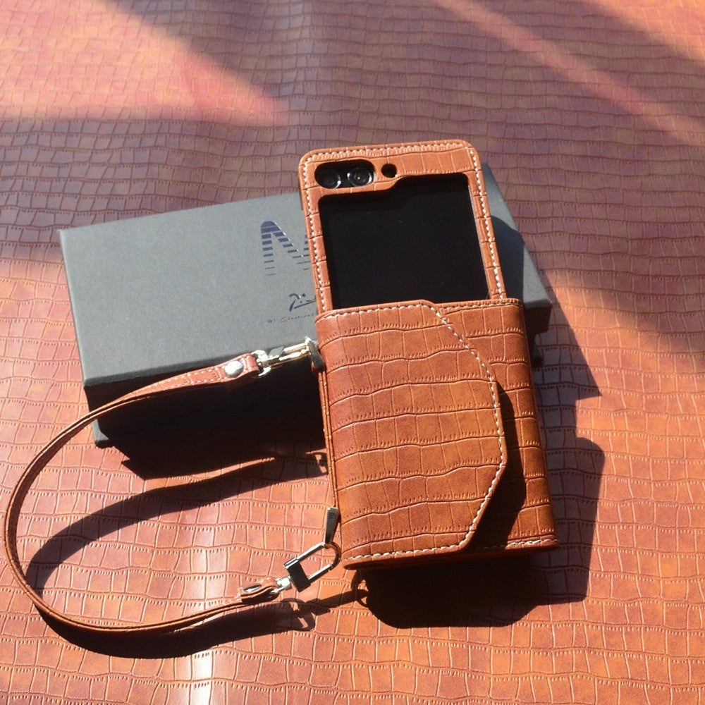 For Samsung Galaxy Z Flip7 FE 5G / Z Flip6 5G Case Handbag Style Kickstand Card Slot Leather+PC Cover - Light Brown