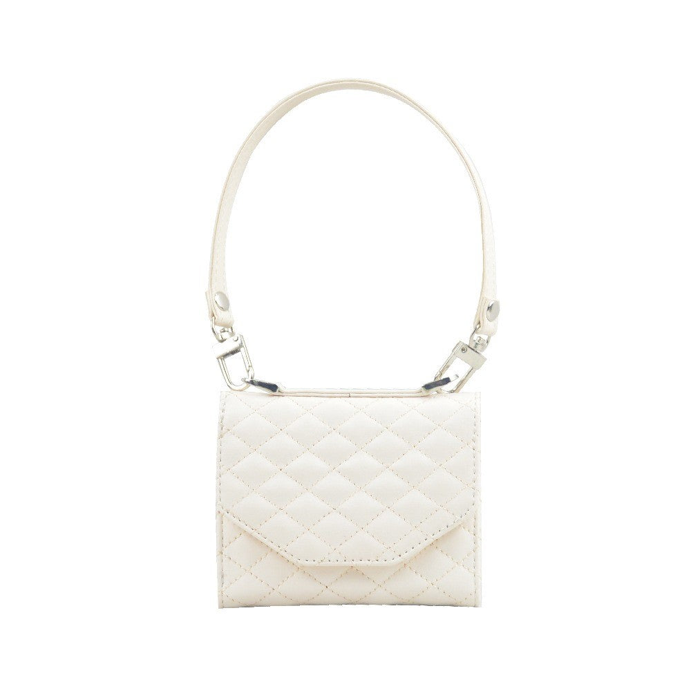 For Samsung Galaxy Z Flip7 FE 5G / Z Flip6 5G Case Handbag Wallet Style Rhombus Pattern Leather + PC Phone Cover - White