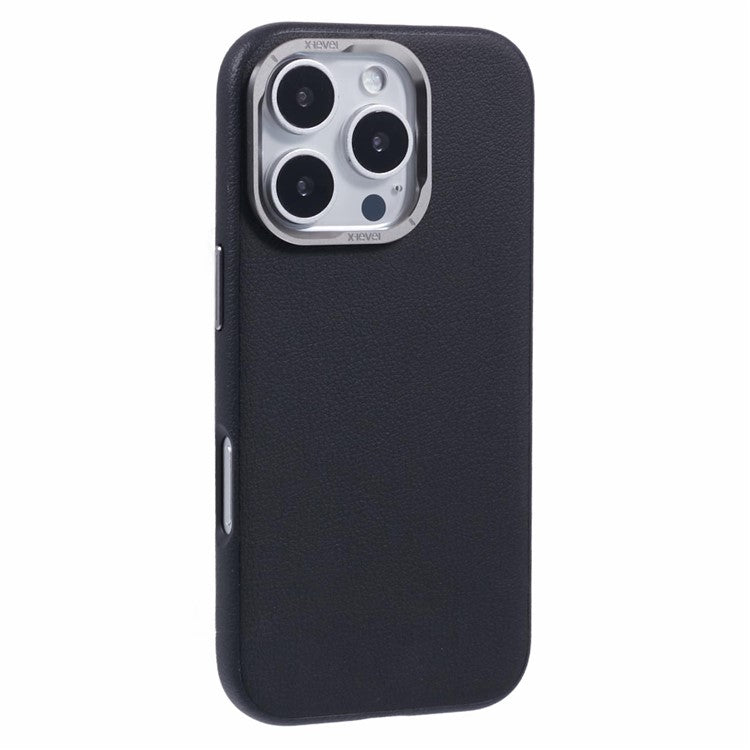 X-LEVEL For iPhone 16 Pro Case PU Leather Hard PC Back Phone Cover - Black
