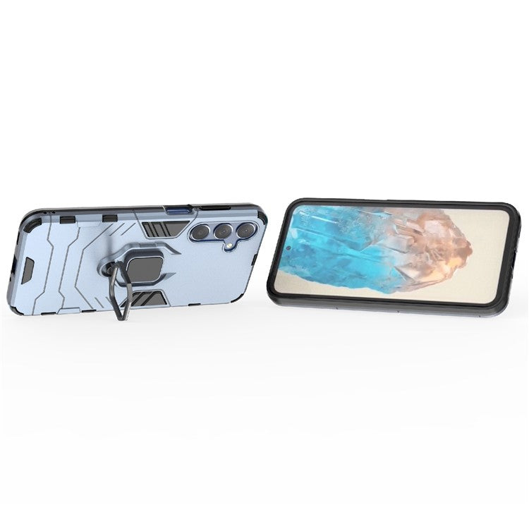 For Samsung Galaxy M35 5G Case Ring Kickstand PC+TPU Protective Phone Cover - Blue