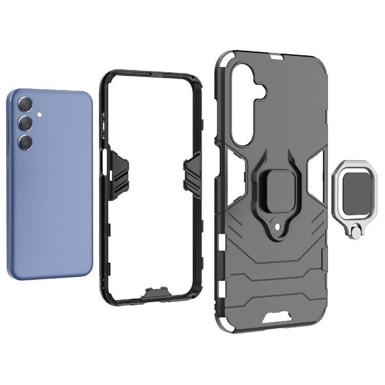 For Samsung Galaxy M35 5G Case Ring Kickstand PC+TPU Protective Phone Cover - Blue