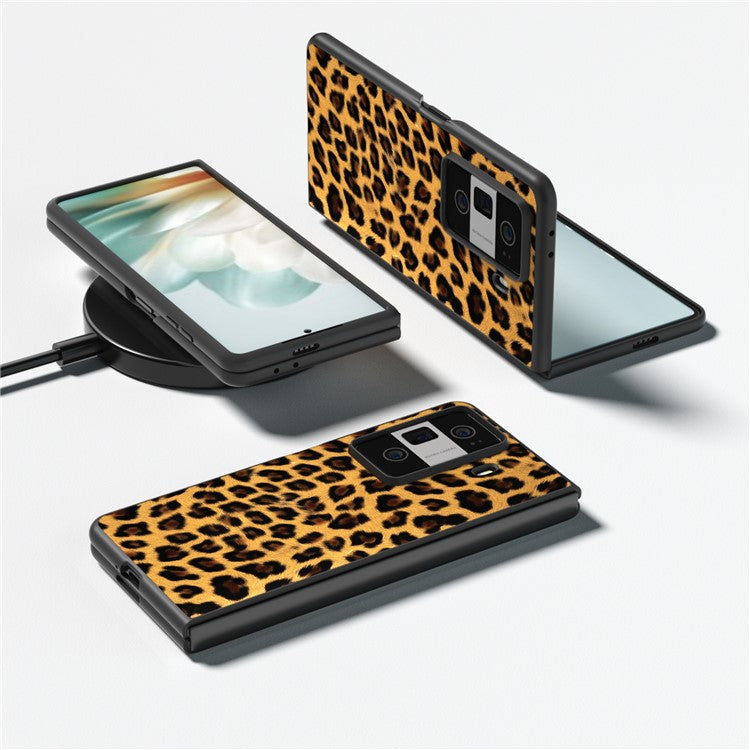 For Honor Magic Vs3 5G Case Leopard Pattern Leather Coated PC Phone Cover - Gold