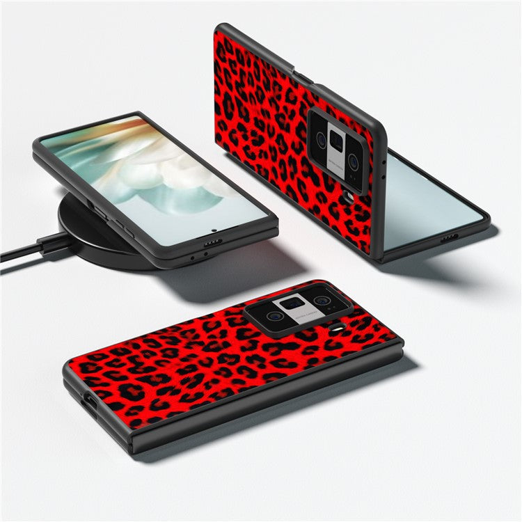 For Honor Magic Vs3 5G Case Leopard Pattern Leather Coated PC Phone Cover - Red