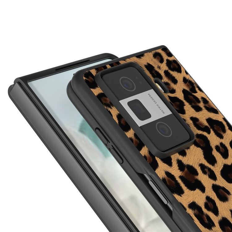 For Honor Magic Vs3 5G Case Leopard Pattern Leather Coated PC Phone Cover - Champagne Gold