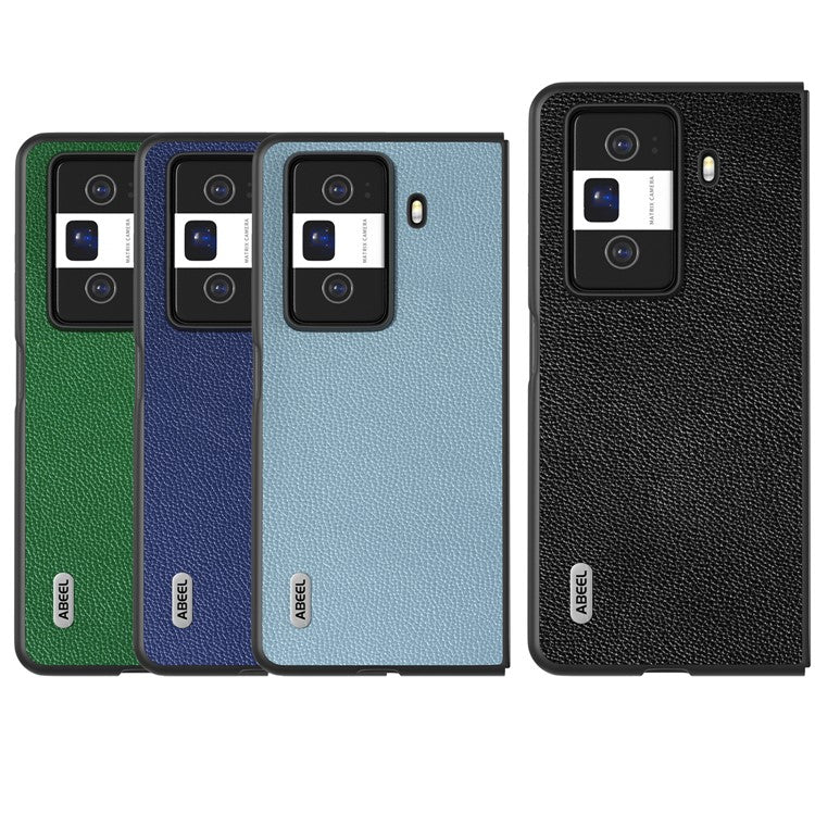 ABEEL For Honor Magic Vs3 5G Case Litchi Texture Genuine Cow Leather+PC Phone Cover - Baby Blue