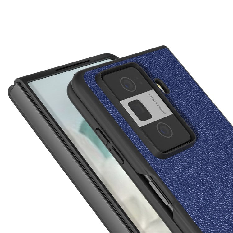 ABEEL For Honor Magic Vs3 5G Case Litchi Texture Genuine Cow Leather+PC Phone Cover - Blue