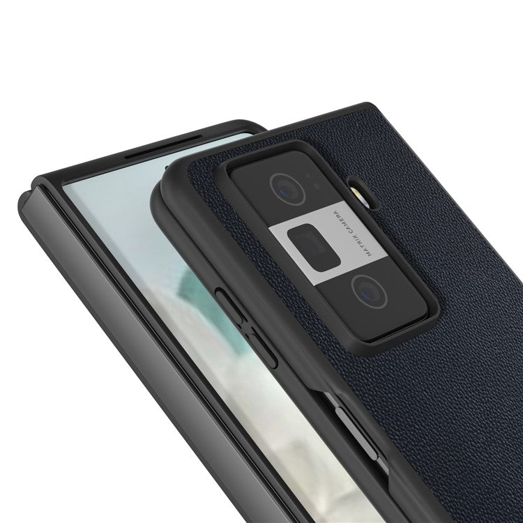 ABEEL For Honor Magic Vs3 5G Case Black Edge Genuine Cow Leather PC Phone Cover - Blue