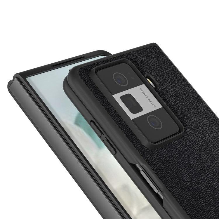 ABEEL For Honor Magic Vs3 5G Case Black Edge Genuine Cow Leather PC Phone Cover - Black