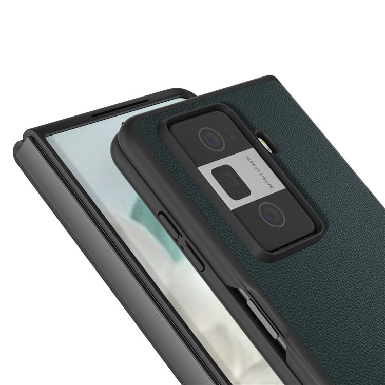 ABEEL For Honor Magic Vs3 5G Case Black Edge Genuine Cow Leather PC Phone Cover - Green