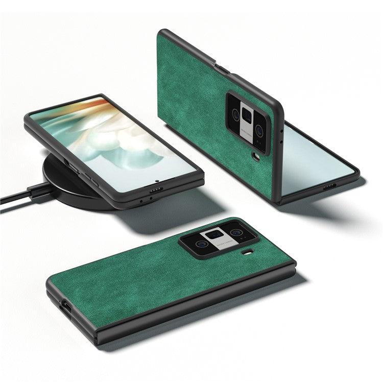 For Honor Magic Vs3 5G Shockproof Case Black Edge PU+PC Phone Cover - Green