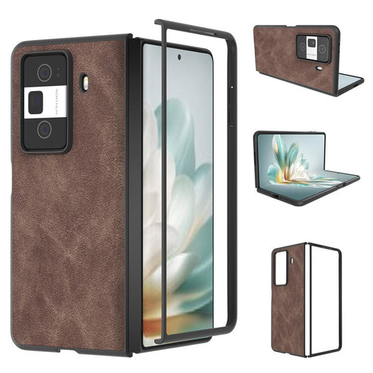 For Honor Magic Vs3 5G Shockproof Case Black Edge PU+PC Phone Cover - Coffee