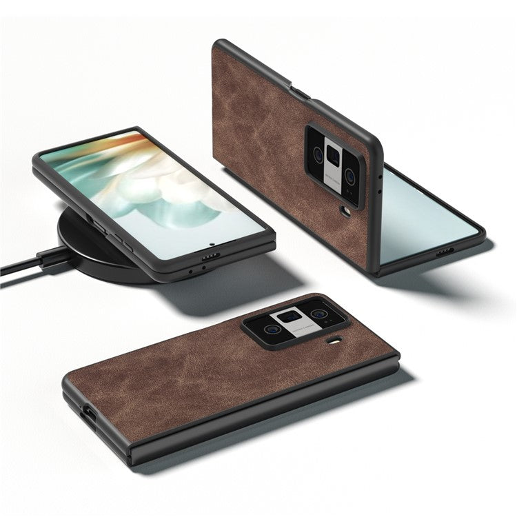 For Honor Magic Vs3 5G Shockproof Case Black Edge PU+PC Phone Cover - Coffee