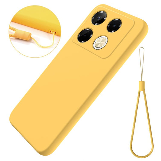For Infinix Note 40 5G Case with Hand Strap Liquid Silicone Anti-Drop Phone Cover - Yellow