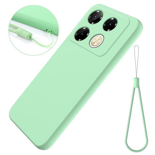 For Infinix Note 40 5G Case with Hand Strap Liquid Silicone Anti-Drop Phone Cover - Green