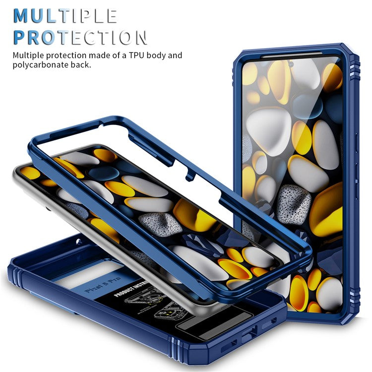 For Google Pixel 8 Pro Case Camshield Ring Holder Kickstand TPU+PC Phone Cover - Blue