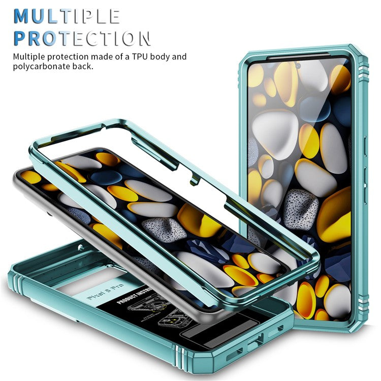 For Google Pixel 8 Pro Case Camshield Ring Holder Kickstand TPU+PC Phone Cover - Green