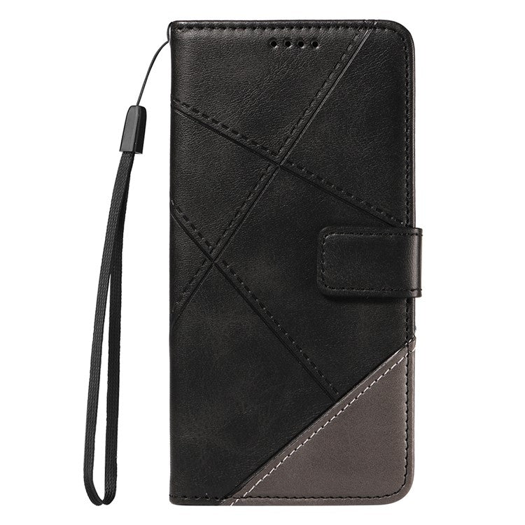 For Google Pixel 8 Pro Case Lines Pattern PU Leather Wallet Folio Phone Cover - Black