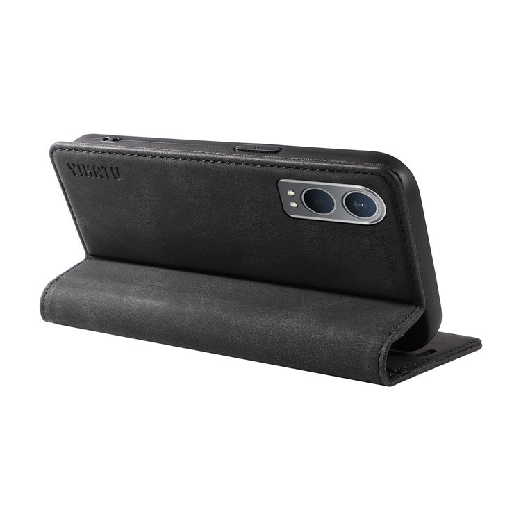 YIKATU YK-004 For OnePlus Nord CE4 Lite 5G / Oppo K12x 5G (China) Case Leather Phone Cover Wallet with Card Holder - Black