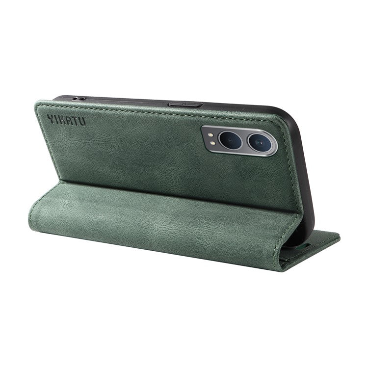 YIKATU YK-004 For OnePlus Nord CE4 Lite 5G / Oppo K12x 5G (China) Case Leather Phone Cover Wallet with Card Holder - Green