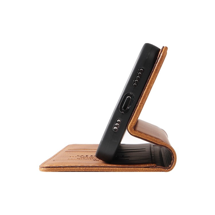 YIKATU YK-004 For Oppo Reno12 F 4G Case Leather Magnetic Auto-absorbed Phone Cover Skin-touch - Brown