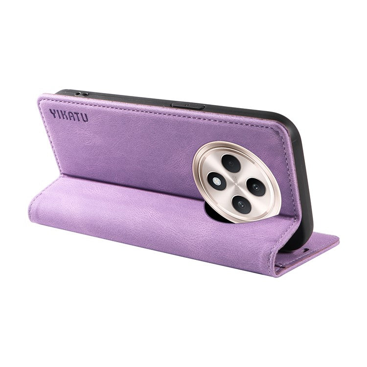YIKATU YK-004 For Oppo Reno12 F 4G Case Leather Magnetic Auto-absorbed Phone Cover Skin-touch - Purple