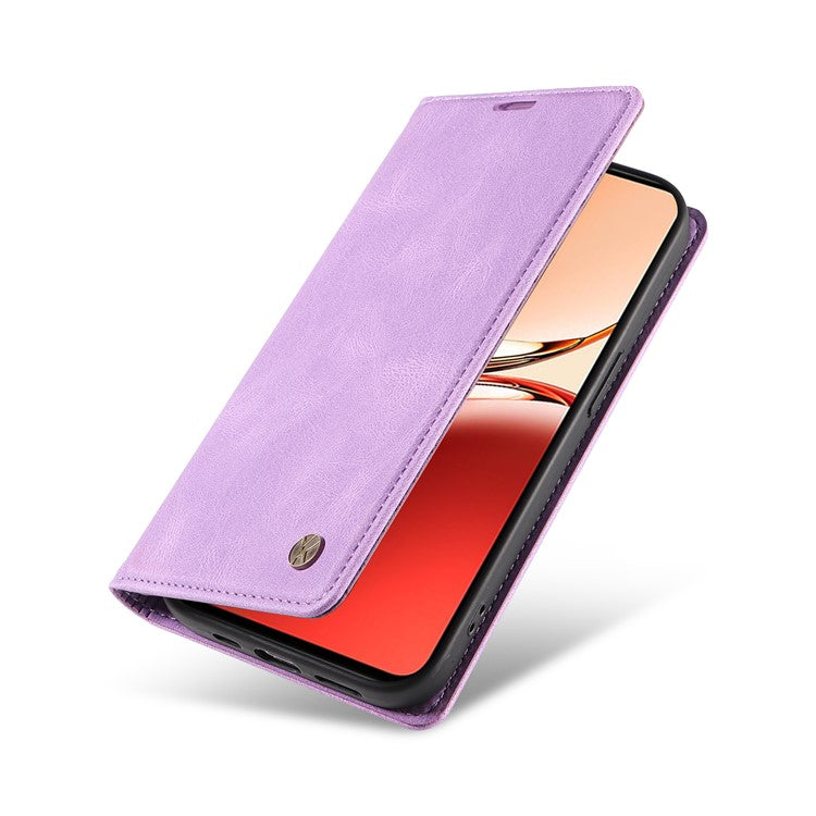 YIKATU YK-004 For Oppo Reno12 F 4G Case Leather Magnetic Auto-absorbed Phone Cover Skin-touch - Purple