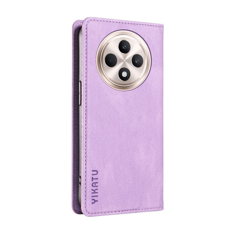YIKATU YK-004 For Oppo Reno12 F 4G Case Leather Magnetic Auto-absorbed Phone Cover Skin-touch - Purple