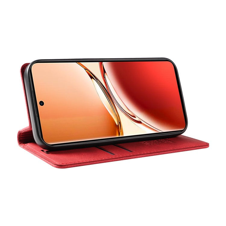 YIKATU YK-004 For Oppo Reno12 F 4G Case Leather Magnetic Auto-absorbed Phone Cover Skin-touch - Red
