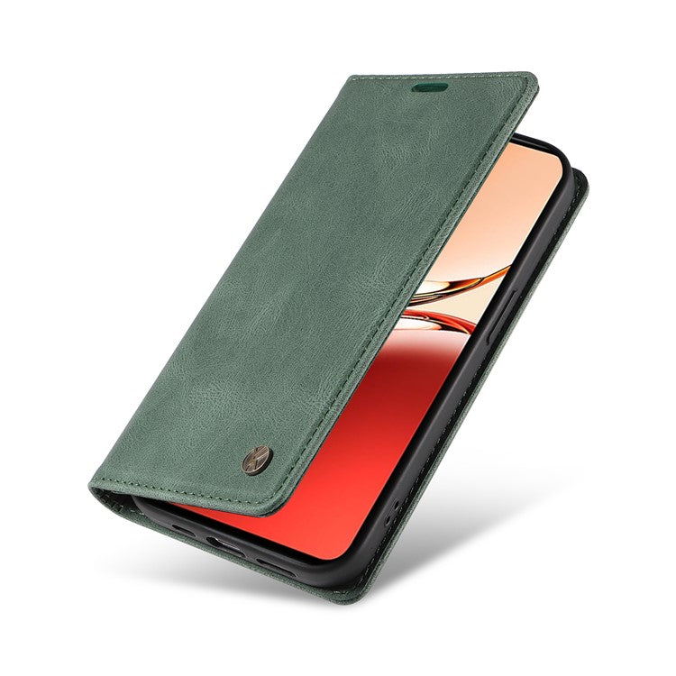 YIKATU YK-004 For Oppo Reno12 F 4G Case Leather Magnetic Auto-absorbed Phone Cover Skin-touch - Green
