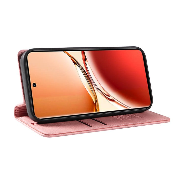 YIKATU YK-004 For Oppo Reno12 F 4G Case Leather Magnetic Auto-absorbed Phone Cover Skin-touch - Pink