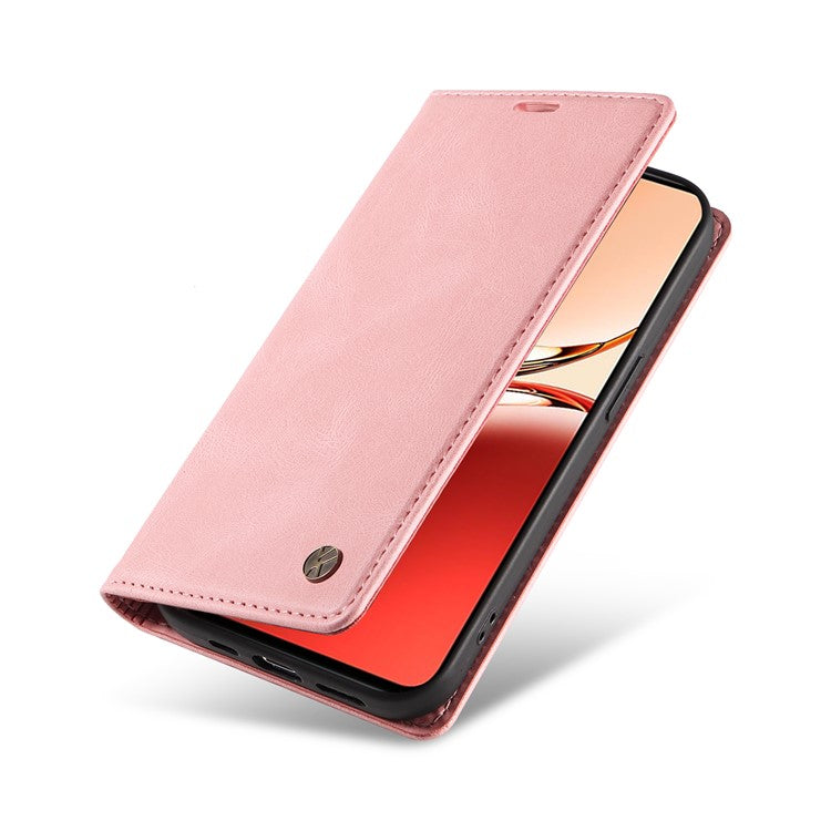 YIKATU YK-004 For Oppo Reno12 F 4G Case Leather Magnetic Auto-absorbed Phone Cover Skin-touch - Pink