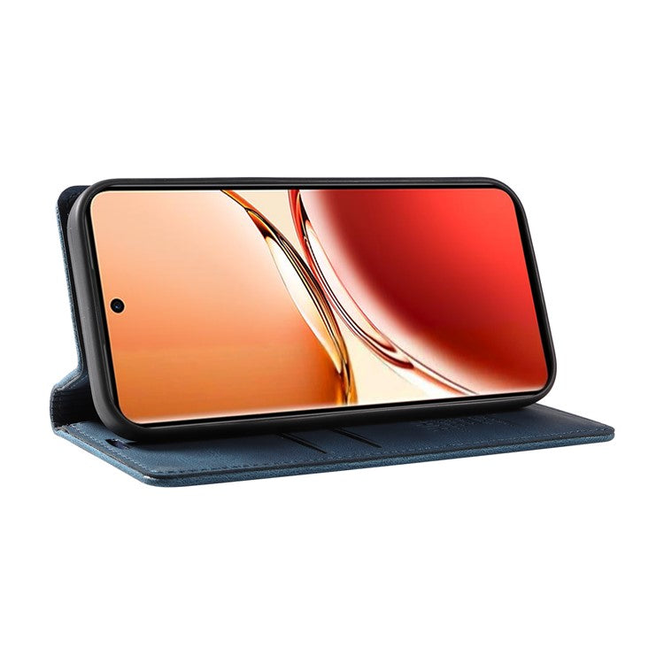 YIKATU YK-004 For Oppo Reno12 F 4G Case Leather Magnetic Auto-absorbed Phone Cover Skin-touch - Blue