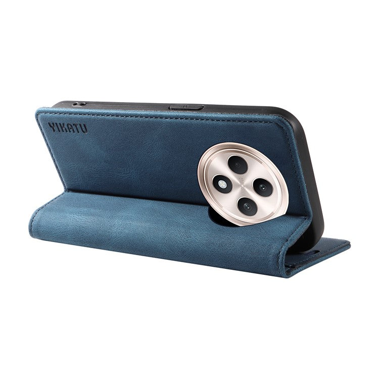 YIKATU YK-004 For Oppo Reno12 F 4G Case Leather Magnetic Auto-absorbed Phone Cover Skin-touch - Blue