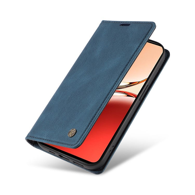 YIKATU YK-004 For Oppo Reno12 F 4G Case Leather Magnetic Auto-absorbed Phone Cover Skin-touch - Blue