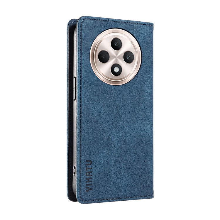 YIKATU YK-004 For Oppo Reno12 F 4G Case Leather Magnetic Auto-absorbed Phone Cover Skin-touch - Blue