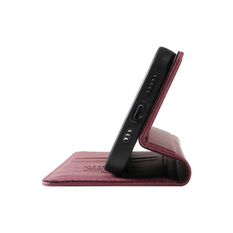 YIKATU YK-004 For Oppo Reno12 F 4G Case Leather Magnetic Auto-absorbed Phone Cover Skin-touch - Wine Red