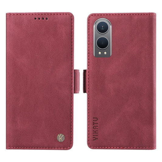 YIKATU YK-005 For OnePlus Nord CE4 Lite 5G / Oppo K12x 5G (China) Case PU Leather Phone Cover Stand Card Slots - Wine Red
