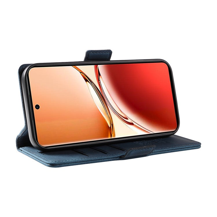 YIKATU YK-005 For Oppo Reno12 F 4G Case PU Leather Skin-Touch Phone Cover Folding Stand - Blue